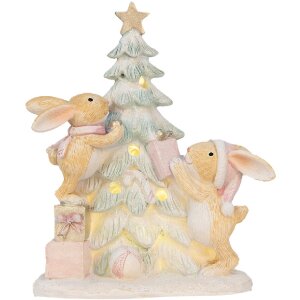 Clayre & Eef 6PR5880 Decoratie Konijn met LED 14x8x16 cm Bruin en Wit