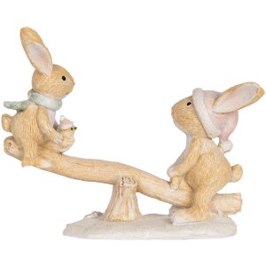 Clayre & Eef Decoratie Konijn 16x6x11 cm Bruin & Wit