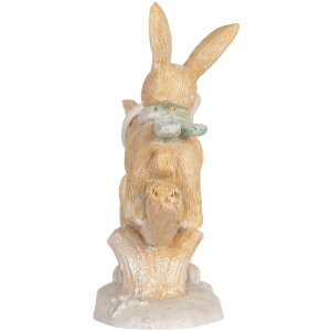 Clayre & Eef Decoratie Konijn 16x6x11 cm Bruin & Wit