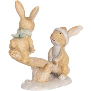 Clayre & Eef Decoratie Konijn 16x6x11 cm Bruin & Wit