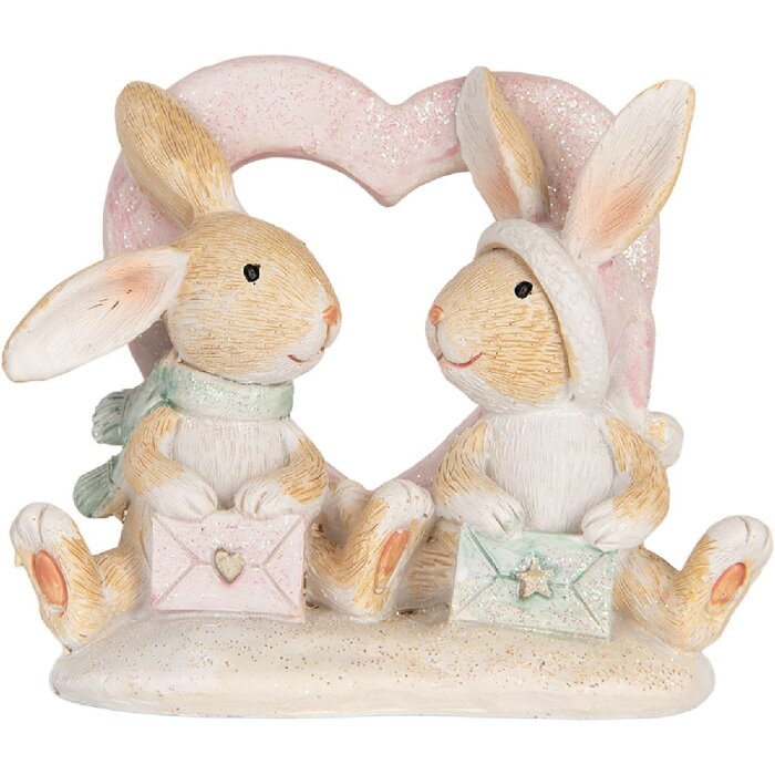 Clayre & Eef 6PR5883 Decoratie Konijn 11x6x9 cm Bruin Wit