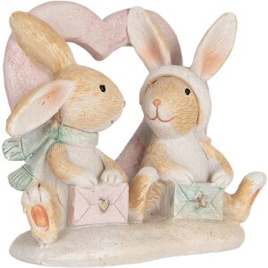 Clayre & Eef 6PR5883 Decoratie Konijn 11x6x9 cm Bruin Wit