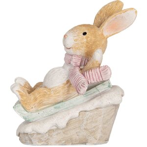 Clayre & Eef 6PR5885 Decoratie Konijn 8x6x9 cm Bruin Wit