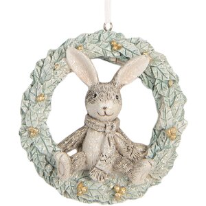 Clayre & Eef 6PR5889 Decoratiehanger Konijn 8x3x8 cm...