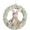 Clayre & Eef 6PR5889 Decoratiehanger Konijn 8x3x8 cm Grijs Groen