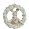 Clayre & Eef 6PR5889 Decoratiehanger Konijn 8x3x8 cm Grijs Groen
