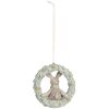 Clayre & Eef 6PR5889 Decoratiehanger Konijn 8x3x8 cm Grijs Groen
