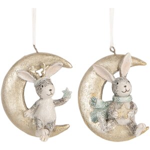Clayre & Eef 6PR5890 Decoratiehangers Konijnen Set 2...