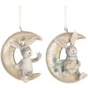 Clayre & Eef 6PR5890 Decoratiehangers Konijnen Set 2 Grijs en Goudkleurig