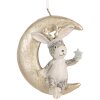 Clayre & Eef 6PR5890 Decoratiehangers Konijnen Set 2 Grijs en Goudkleurig