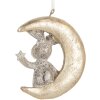 Clayre & Eef 6PR5890 Decoratiehangers Konijnen Set 2 Grijs en Goudkleurig
