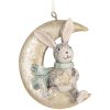 Clayre & Eef 6PR5890 Decoratiehangers Konijnen Set 2 Grijs en Goudkleurig