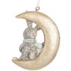 Clayre & Eef 6PR5890 Decoratiehangers Konijnen Set 2 Grijs en Goudkleurig