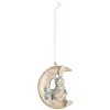 Clayre & Eef 6PR5890 Decoratiehangers Konijnen Set 2 Grijs en Goudkleurig