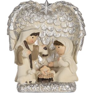 Clayre & Eef 6PR5896 Kerstgroep 12x6x13 cm Zilver Wit