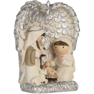Clayre & Eef 6PR5896 Kerstgroep 12x6x13 cm Zilver Wit
