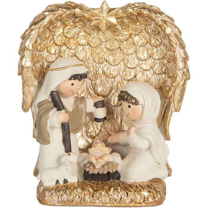 Clayre & Eef 6PR5898 Kerstgroep 12x6x13 cm Goudkleurig Wit