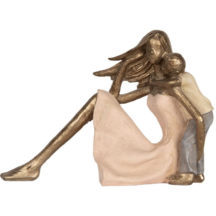 Clayre & Eef 6PR5900 Decoratie Moeder en Kind 23x9x16 cm Goudkleurig Roze