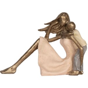 Clayre & Eef 6PR5900 Decoratie Moeder en Kind 23x9x16 cm Goudkleurig Roze