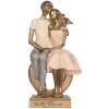 Clayre & Eef 6PR5901 Decoratie zittend paar 14x12x28 cm Goudkleurig Roze