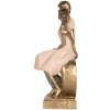 Clayre & Eef 6PR5901 Decoratie zittend paar 14x12x28 cm Goudkleurig Roze