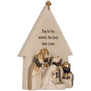 Clayre & Eef 6PR5904 Kerstgroep 16x6x21 cm Beige-Goud