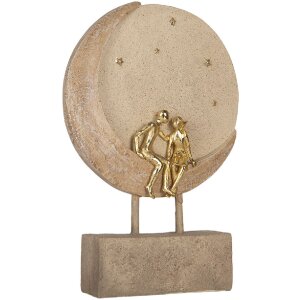 Clayre & Eef 6PR5909 Paar zittend op Maan 18x5x26 cm Beige Goudkleurig