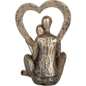 Clayre & Eef 6PR5911 Decoratie zittend paar 11x10x15 cm zilverkleur