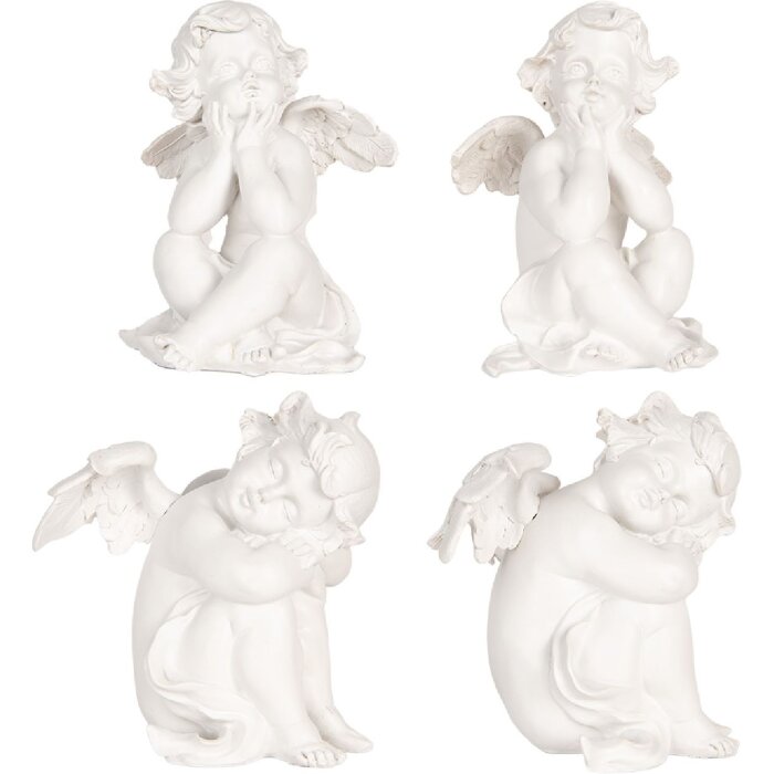 Clayre & Eef 6PR5914 Decoratie Engelen Set (4 stuks) 16x14x19 cm