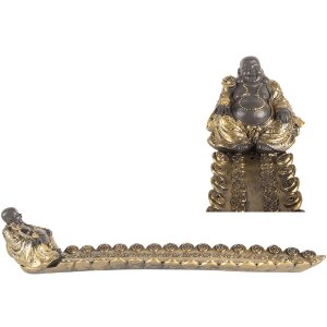 Clayre & Eef Kandelaar Buddha Zilver-Goud 33x8x7 cm
