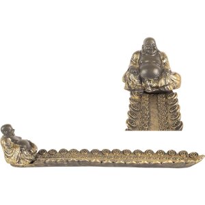 Clayre & Eef Kandelaar Buddha Zilver-Goud 33x8x7 cm