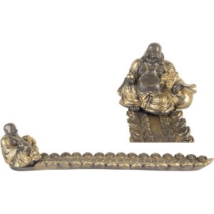 Clayre & Eef Kandelaar Buddha Zilver-Goud 33x8x7 cm
