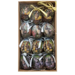 Clayre & Eef 65904 Decoratieve Hangende Eieren (Set 12) Ø 4x5 cm