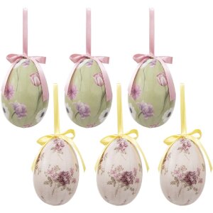 Clayre & Eef 65907 Decoratieve Ei Hangers (Set van 6) Ø 7x10 cm