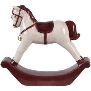 Clayre & Eef 6CE2249 Decoratief Schommelpaard Beige/Rood 15x4x14 cm
