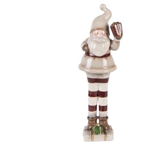 Clayre & Eef 6CE2251 Decoratie Kerstman Beige-Rood 8x7x23 cm