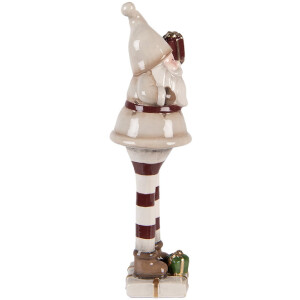 Clayre & Eef 6CE2251 Decoratie Kerstman Beige-Rood 8x7x23 cm