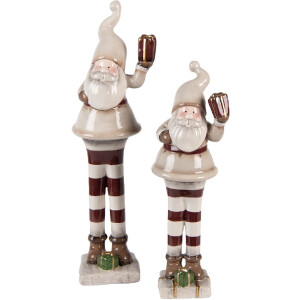 Clayre & Eef 6CE2251 Decoratie Kerstman Beige-Rood 8x7x23 cm
