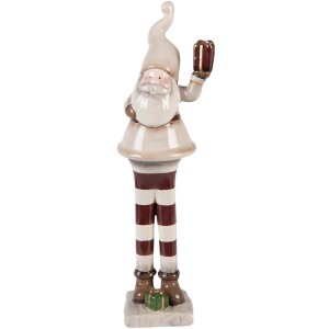Clayre & Eef 6CE2252 Kerstman Decoratie 9x8x30 cm Beige/Rood