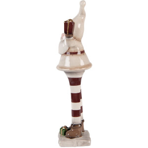Clayre & Eef 6CE2252 Kerstman Decoratie 9x8x30 cm Beige/Rood