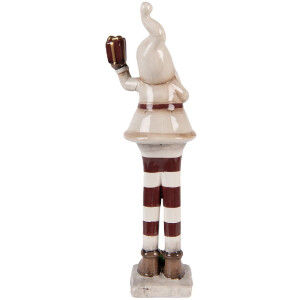 Clayre & Eef 6CE2252 Kerstman Decoratie 9x8x30 cm Beige/Rood