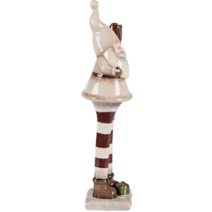 Clayre & Eef 6CE2252 Kerstman Decoratie 9x8x30 cm Beige/Rood
