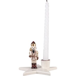Clayre & Eef 6CE2253 Kandelaar Notenkraker Beige Rood 15x14x12cm