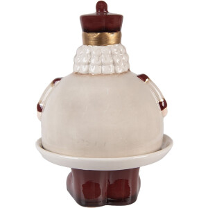 Clayre & Eef 6CE2254 Decoratieve schaal met deksel Beige Rood Ø 17x25 cm