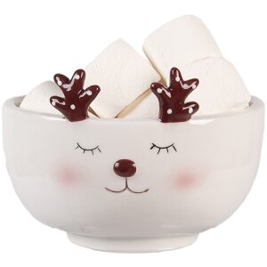 Clayre & Eef 6CE2255 Beker met Schotel Beige/Wit 12x12x18 cm