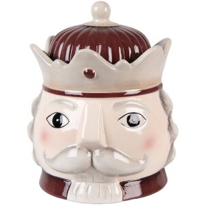 Clayre & Eef 6CE2257 Voorraadpot met deksel Beige-Rood 16x19 cm