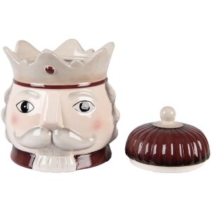 Clayre & Eef 6CE2257 Voorraadpot met deksel Beige-Rood 16x19 cm