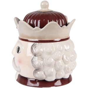 Clayre & Eef 6CE2257 Voorraadpot met deksel Beige-Rood 16x19 cm