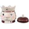 Clayre & Eef 6CE2257 Voorraadpot met deksel Beige-Rood 16x19 cm