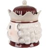 Clayre & Eef 6CE2257 Voorraadpot met deksel Beige-Rood 16x19 cm